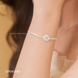  Lắc tay bạc ta dây rút full đá mặt ổ đá viền đá tròn 