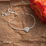  Lắc tay bạc ta dây rút full đá mặt ổ đá tim viền đá 