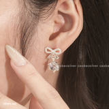  Khuyên bạc ta nơ treo ổ đá sáu chấu 