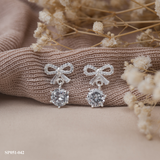  Khuyên bạc ta nơ treo ổ đá sáu chấu 