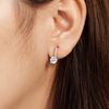 Khuyên tai bạc Việt Nam xi vàng trắng đính kim cương Moissanite 6 li Lily | Cáo Bạc