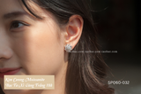  Khuyên tai bạc Việt Nam xi vàng trắng đính Kim Cương Moissanite 6 li Stardust tỏa sáng sang trọng | Cáo Bạc 