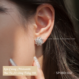  Khuyên tai bạc Việt Nam xi vàng trắng đính Kim Cương Moissanite 6 li Stardust tỏa sáng sang trọng | Cáo Bạc 