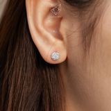  Khuyên tai bạc Việt Nam xi vàng trắng Tiny đính Kim Cương Moissanite 4 li | Cáo Bạc 