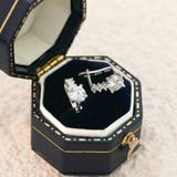  Khuyên tai bạc Việt Nam xi vàng trắng đính kim cương Moissanite 6,3 li Tulips thanh mảnh sang trọng | Cáo Bạc 