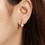  Khuyên tai bạc Việt Nam xi vàng trắng đính kim cương Moissanite 6,3 li Tulips thanh mảnh sang trọng | Cáo Bạc 