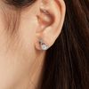 Khuyên tai bạc Việt Nam xi vàng trắng đính Kim Cương Moissanite 5 li Ariel | Cáo Bạc