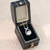  Dây chuyền bạc Việt Nam xi vàng trắng đính Kim Cương  Moissanite 6,5 li Ariel uốn lượn | Cáo Bạc 