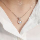  Dây chuyền bạc Việt Nam xi vàng trắng đính Kim Cương  Moissanite 6,5 li Ariel uốn lượn | Cáo Bạc 