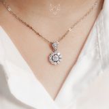  Dây chuyền bạc Việt Nam xi vàng trắng đính Kim Cương Moissanite 5 li Blooming hoa nở | Cáo Bạc 