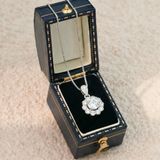  Dây chuyền bạc Việt Nam xi vàng trắng đính Kim Cương Moissanite 5 li Blooming hoa nở | Cáo Bạc 