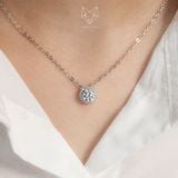  Dây chuyền bạc Việt Nam xi vàng trắng đính Kim Cương Moissanite 6 li Victoria halo | Cáo Bạc 