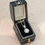  Dây chuyền bạc Việt Nam xi vàng trắng đính Kim Cương Moissanite 7 li Celine viền đá | Cáo Bạc 