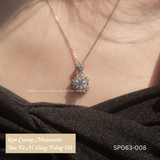  Dây chuyền bạc Việt Nam xi vàng trắng đính Kim Cương Moissanite 8 li Snowy Wish bông tuyết | Cáo Bạc 