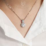  Dây chuyền bạc Việt Nam xi vàng trắng đính Kim Cương Moissanite 8 li Lady Charm viền đá | Cáo Bạc 
