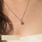  Dây chuyền bạc Việt Nam xi vàng trắng đính Kim Cương Moissanite 6 li Daisy 6 chấu | Cáo Bạc 