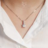  Dây chuyền bạc Việt Nam xi vàng trắng đính Kim Cương Moissanite 6 li Rose | Cáo Bạc 
