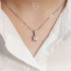 Dây chuyền bạc Việt Nam xi vàng trắng Moissanite 6 li Rose | Cáo Bạc