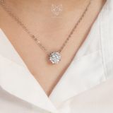  Dây chuyền bạc Việt Nam xi vàng trắng đính Kim Cương Moissanite 6 ly Sunflower | Cáo Bạc 