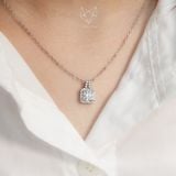 Dây chuyền bạc Việt Nam xi vàng trắng đính Kim Cương Moissanite 6,5 li Scarlett sang trọng | Cáo Bạc 