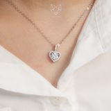  Dây chuyền bạc Việt Nam xi vàng trắng Stone Heart đính Kim Cương Moissanite 6 li | Cáo Bạc 