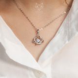 Dây chuyền bạc Việt Nam xi vàng trắng đính Kim Cương Moissanite 4 li Crown vương miện | Cáo Bạc 