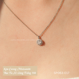  Dây chuyền bạc Việt Nam xi vàng trắng đính Kim Cương Moissanite 5,4 li Amora viền đá | Cáo Bạc 