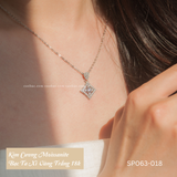  Dây chuyền bạc Việt Nam xi vàng trắng đính Kim Cương Moissanite 4,5 ly Diana | Cáo Bạc 