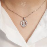  Dây chuyền bạc Việt Nam xi vàng trắng Ocean Heart đính Kim Cương Moissanite 4,5 li | Cáo Bạc 