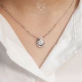  Dây chuyền bạc Việt Nam xi vàng trắng đính Kim Cương Moissanite 7 li Moonstar mặt trăng sao | Cáo Bạc 