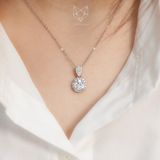  Dây chuyền bạc Việt Nam xi vàng trắng đính Kim Cương Moissanite 6 li Violet halo móc giọt nước | Cáo Bạc 