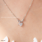  Dây chuyền Bạc Việt Nam xi vàng trắng đính Kim cương Moissanite Twinkle Knot mặt nơ giao nhau ôm viên tròn lấp lánh | Cáo Bạc 