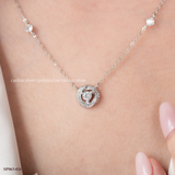  Dây chuyền Bạc Việt Nam xi vàng trắng đính Kim cương Moissanite Endless Love mặt tròn viền đá lấp lánh | Cáo Bạc 