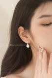  Khuyên tai bạc Việt Nam ngọc trai Freshwater giọt nước ổ đá treo | Cáo Bạc 