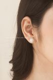  Khuyên tai bạc Việt Nam ngọc trai Freshwater viền đá nhọn vương miện | Cáo Bạc 