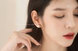  Khuyên tai bạc Việt Nam ngọc trai Freshwater viền đá nhọn vương miện | Cáo Bạc 