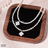  Chuỗi ngọc trai nước ngọt Freshwater Lucky Bloom charm hoa bốn cánh thanh lịch | Cáo Bạc 