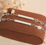  Lắc tay đôi bạc Việt Nam tag chữ nhật dây paperclip hiện đại | Cáo Bạc 