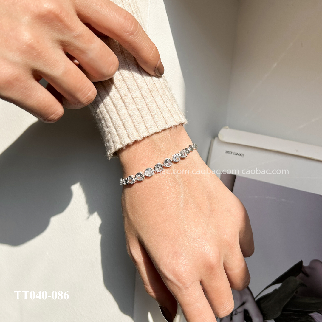  Lắc tay bạc ta chuỗi tim đá tim phay 