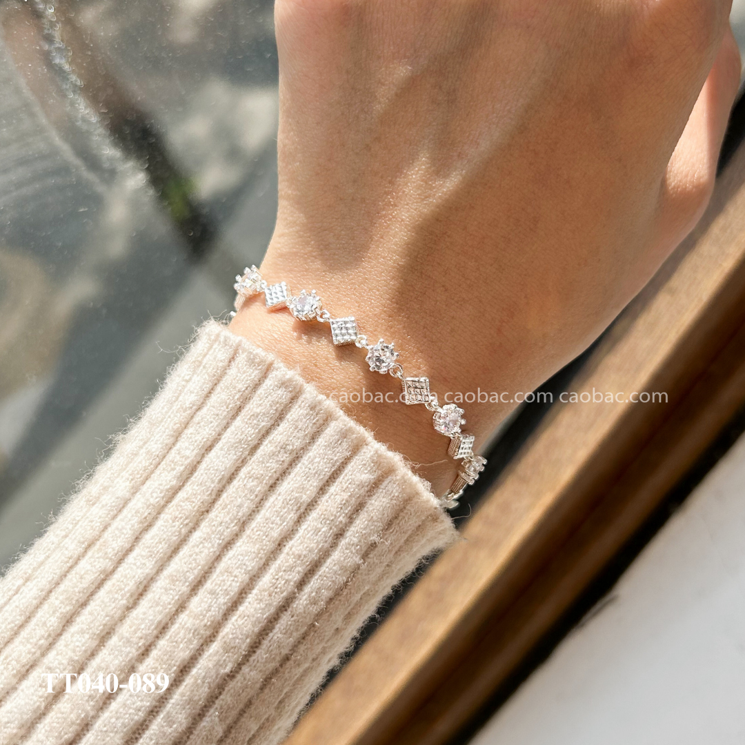  Lắc tay bạc ta chuỗi thoi ổ đá 