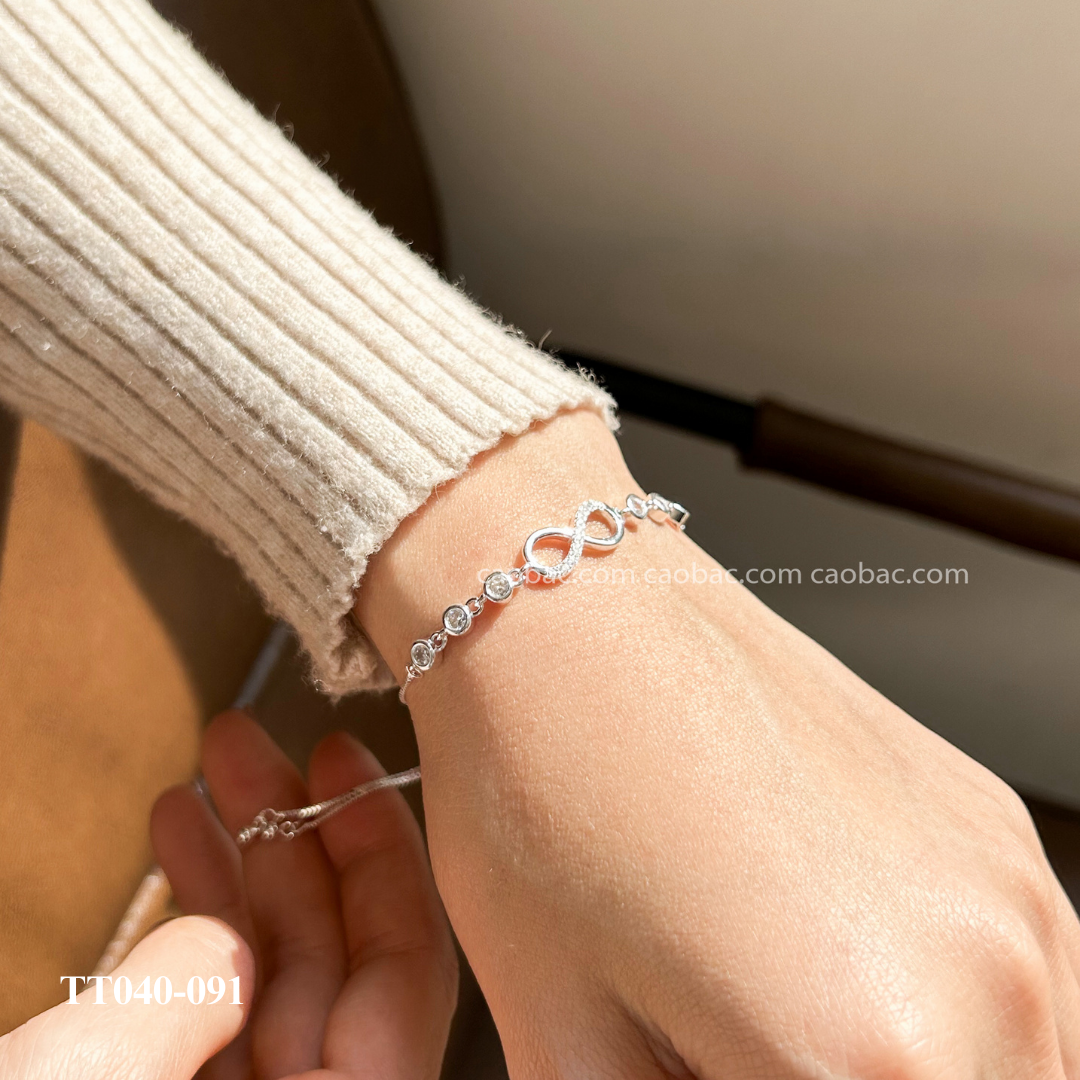  Lắc tay bạc ta vô cực dây rút 