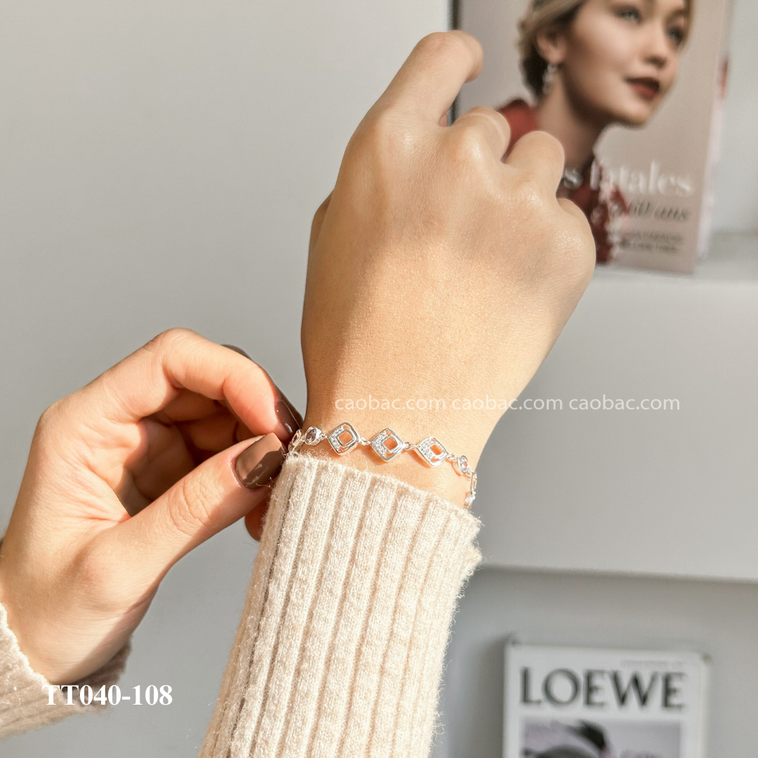  Lắc tay bạc ta chuỗi thoi đá 