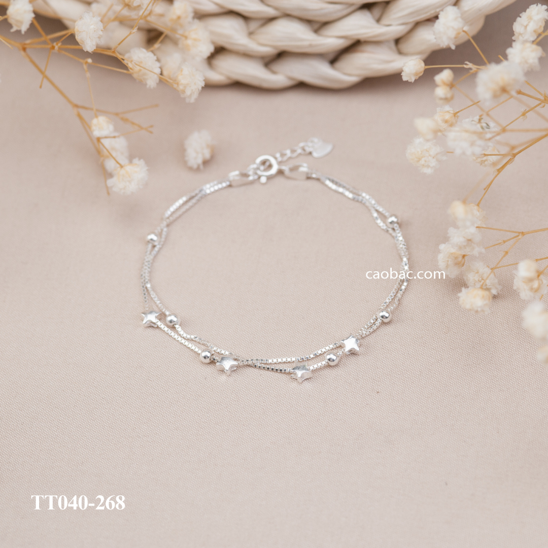  Lắc tay bạc ta bi sao hai sợi 