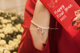  Lắc tay bạc Việt Nam bi tròn charm mèo thần tài kèm chuông may mắn | Cáo Bạc 
