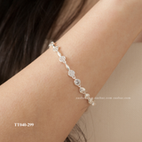  Lắc tay bạc ta ổ đá thoi trơn dây tim 