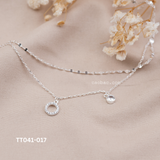  Lắc chân bạc ta tròn rỗng đá bi hai dây 