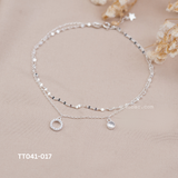  Lắc chân bạc ta tròn rỗng đá bi hai dây 