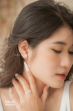  Khuyên bạc ta ổ đá tròn viền đá nhọn mini 