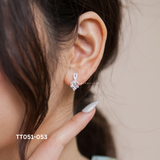  Khuyên bạc ta giọt nước đá vuông chốt tròn 