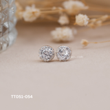  Khuyên bạc ta ổ đá tròn viền đá mini 